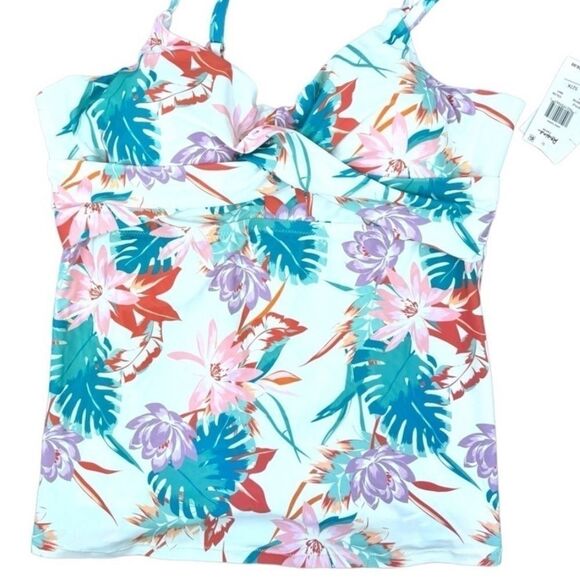 RAISINS CURVE Plus Size Printed Buzios Aries Twist-Front Tankini Swim Top - Picture 8 of 11